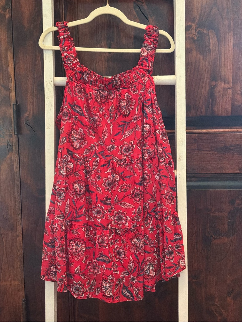 Maurices Red Floral Ruffle-Strap Tank - Picture 2 of 3